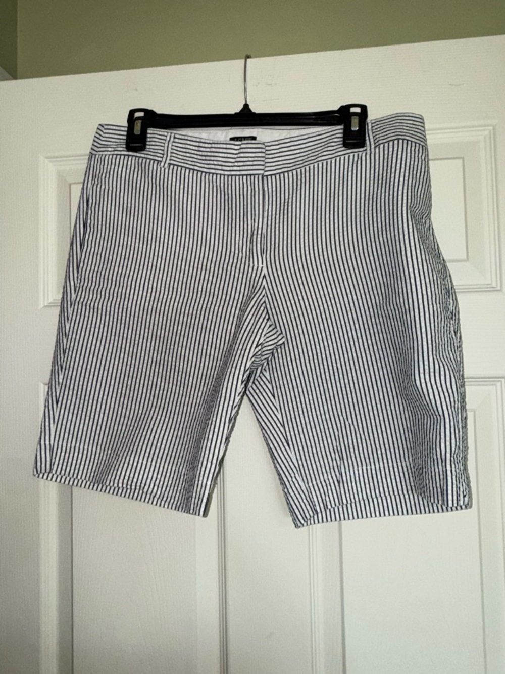 J.Crew Navy and White Striped Seersucker Shorts
